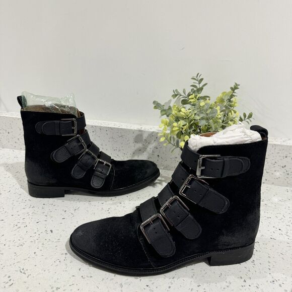 Band Of The Free Leather Moto Style Triple Strap Boots Size 10 - Picture 1 of 6